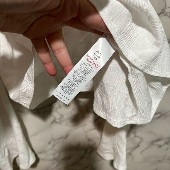 Topshop textured cold shoulder top in ivory - Picture 7 of 12